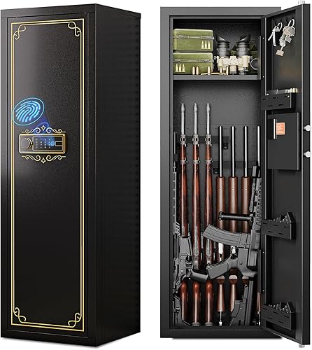Karini 10-15 Caja fuerte biométrica para rifles y pistolas. Cajas fuertes biométricas para rifles con huellas dactilares para el hogar. Gran