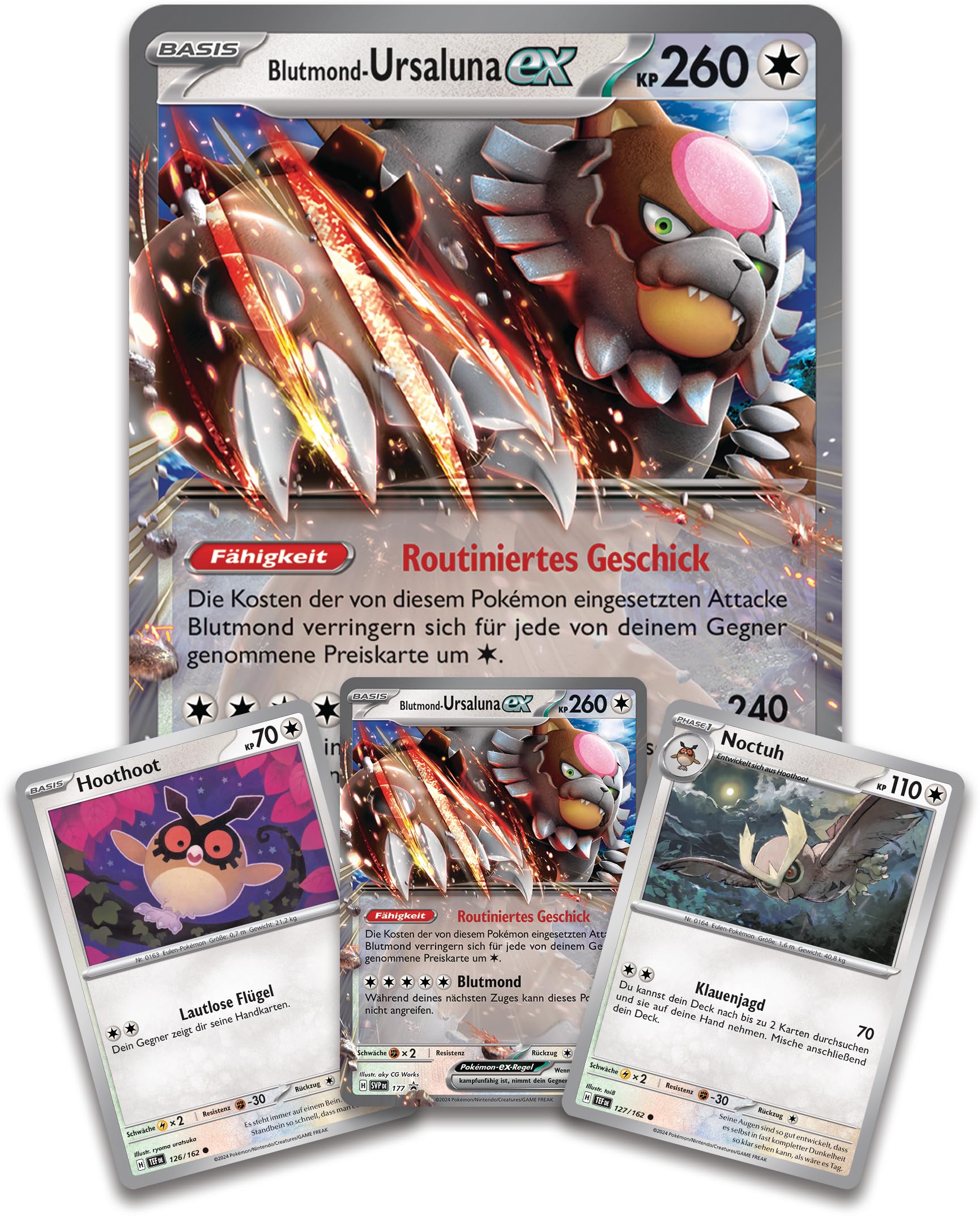 Pokémon - Juego de Cartas coleccionables: Colección Bloodmond-Ursaluna-ex (1 Carta Promocional holográfica, 2 Cartas holográficas, 1 Carta holográfica de Gran tamaño y 4 Paquetes de Refuerzos)