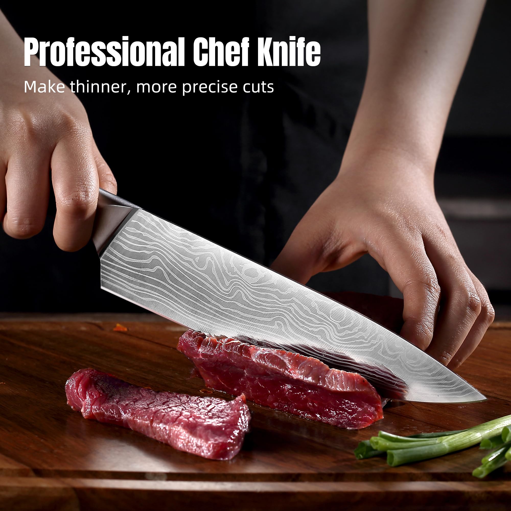 YOTSUBA 8 Inch Japanese Chef Knife with Full Tang Rosewood Handle — Amazon image 2