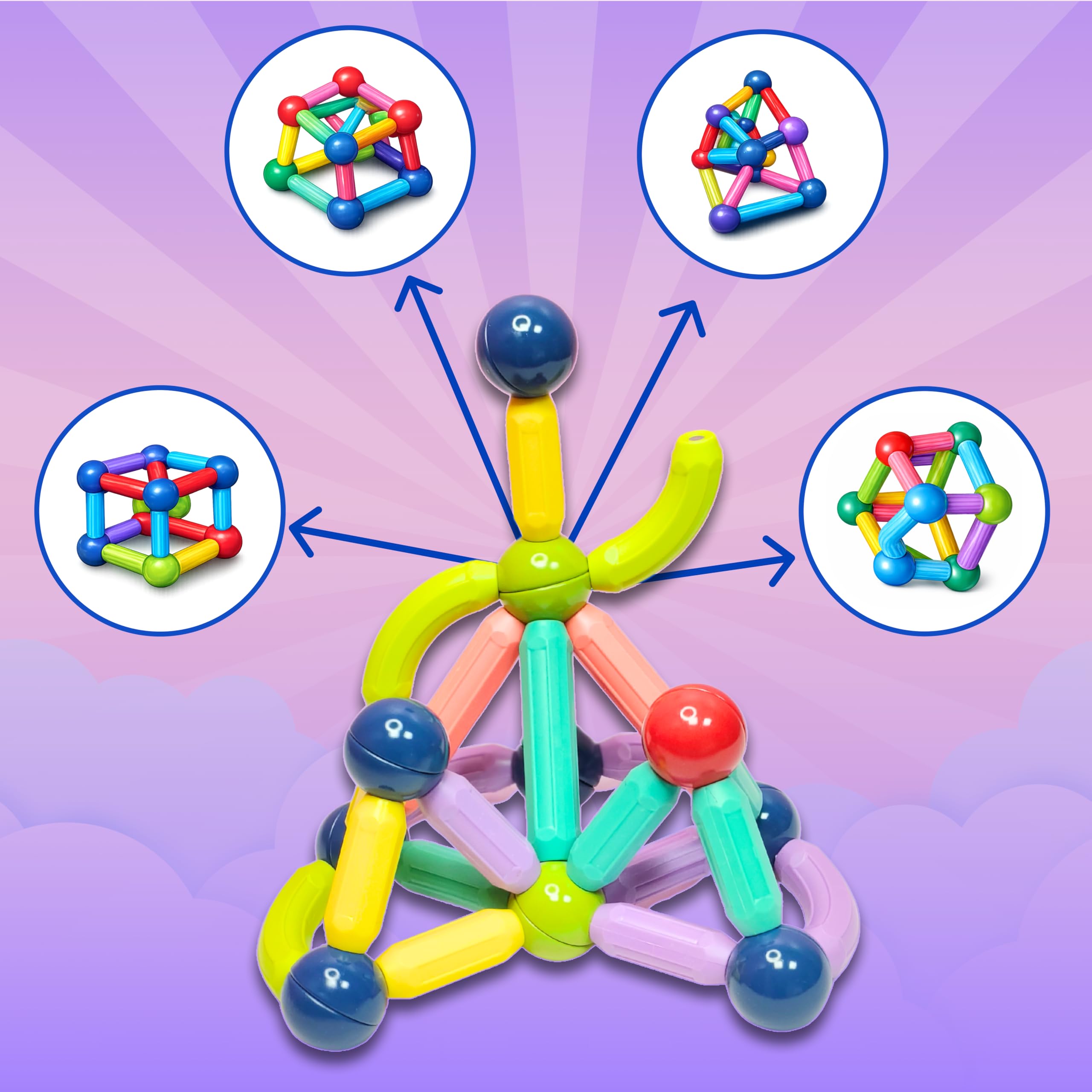 Wishluck Magnetic Building Blocks for Kids | Construction STEM Building Toys for Kids 2β5 Years | Safe Magnetic Blocks for Toddlers, Boys & Girls | Educational Blocks & Magnet Toys (Multicolour, 36) 1