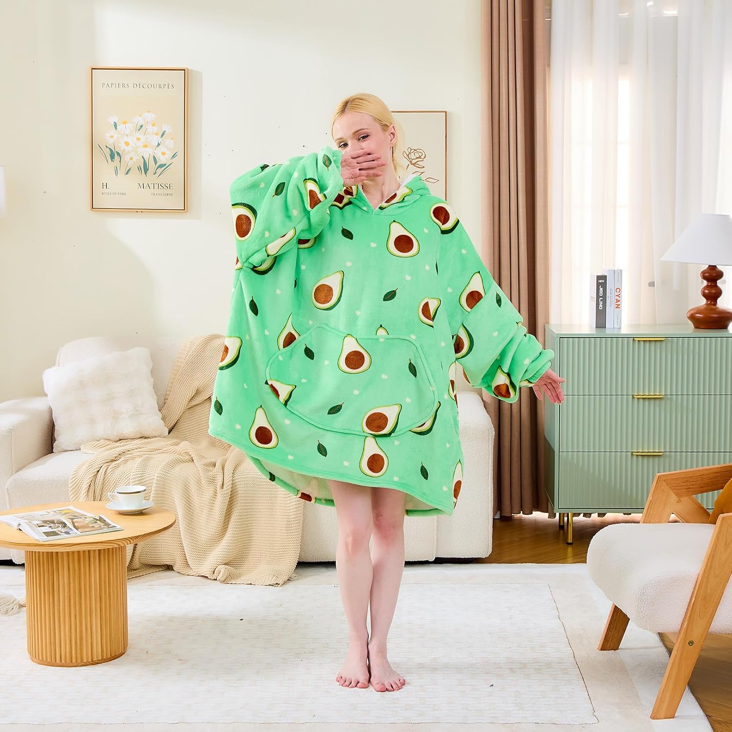 Moinlizy Blanket Hoodie Oversized Wearable Hooded Blanket for Adult Women and Men with Pocket Thick Sherpa Hoodie - Image 2