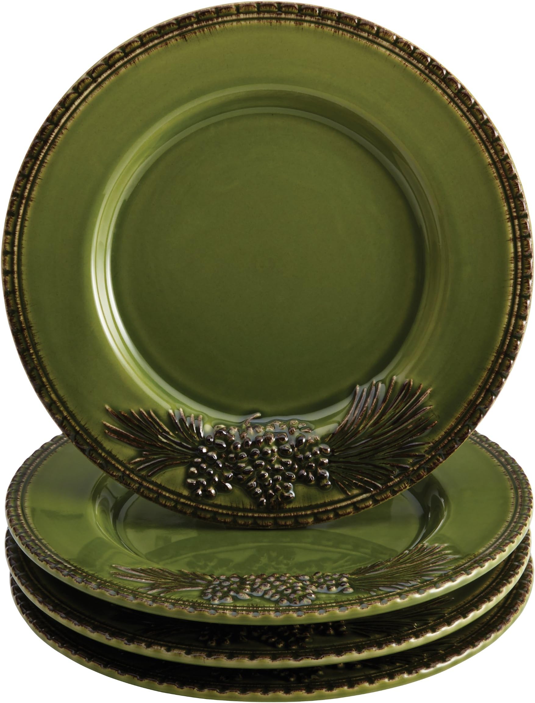 Paula Deen Signature Dinnerware Southern Pine 4-Piece Salad Plate Set, Green