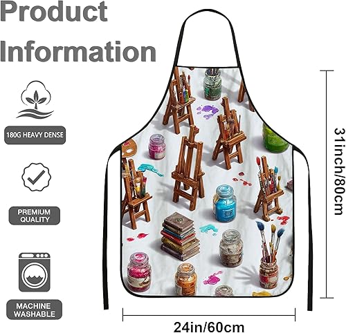 Miniatura 3 de Delantales artísticos para manualidades, pinceles de pintura coloridos y caballetes, delantal de cocina, delantal lavable de estudio para pintar,
