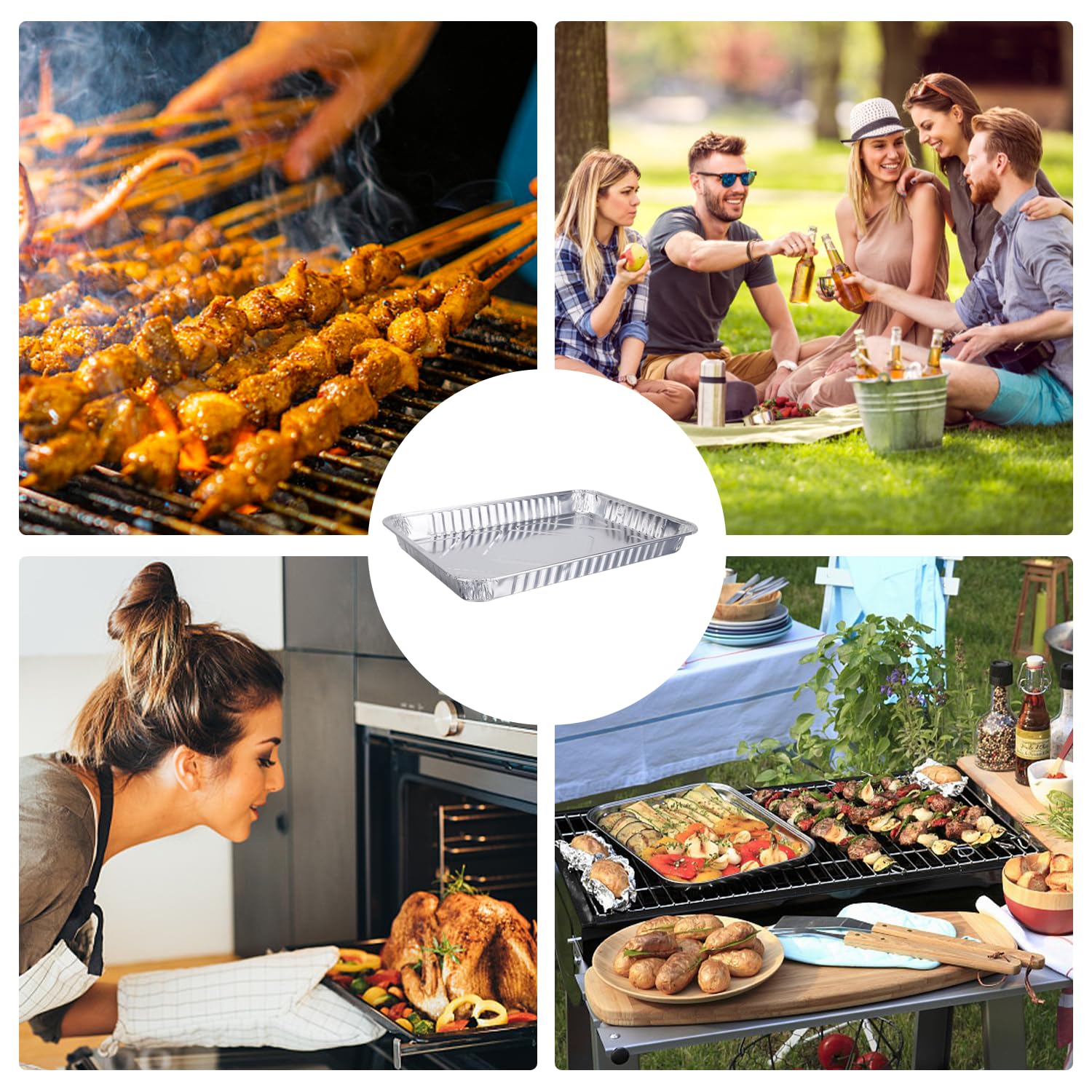 MEMOFYND Lot De 12 Plaques De Cuisson En Aluminium - Moules Jetables Ou Réutilisables Pour Four Et Barbecue