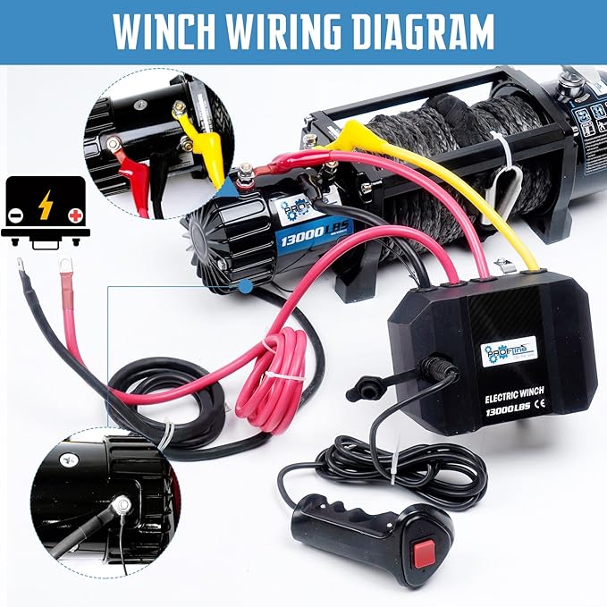 Winche Eléctrico 13000 lbs 12V con Cuerda Sintética y Control Remoto miniatura 4