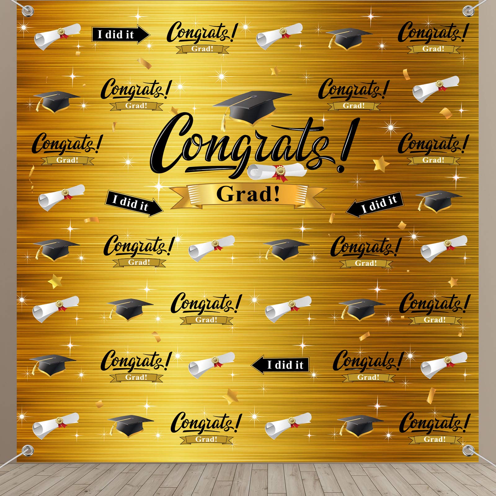 Sumind 2026 Graduation Photography Backdrop Graduation Party Decorations Fabric Congratulate Grad Backdrop Celebration Background Banner for Prom