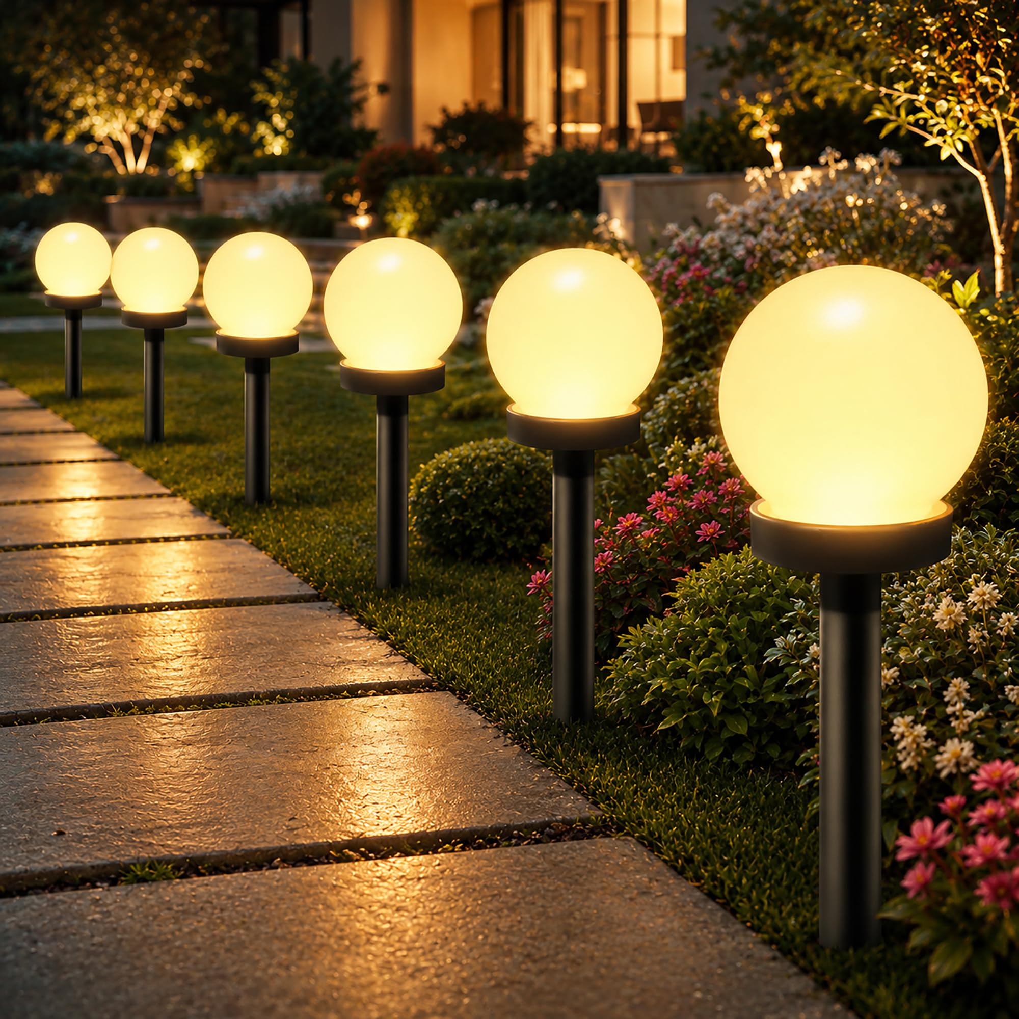 Shengruili 6 Stück Solarlampen für Außen Kugel,Solar Gartenleuchte,Wasserdichte Solarlampen für Garten,Solar Gartenleuchte Wasserdicht Solarlampe,Solarleuchten Garten Deko Terassendeko