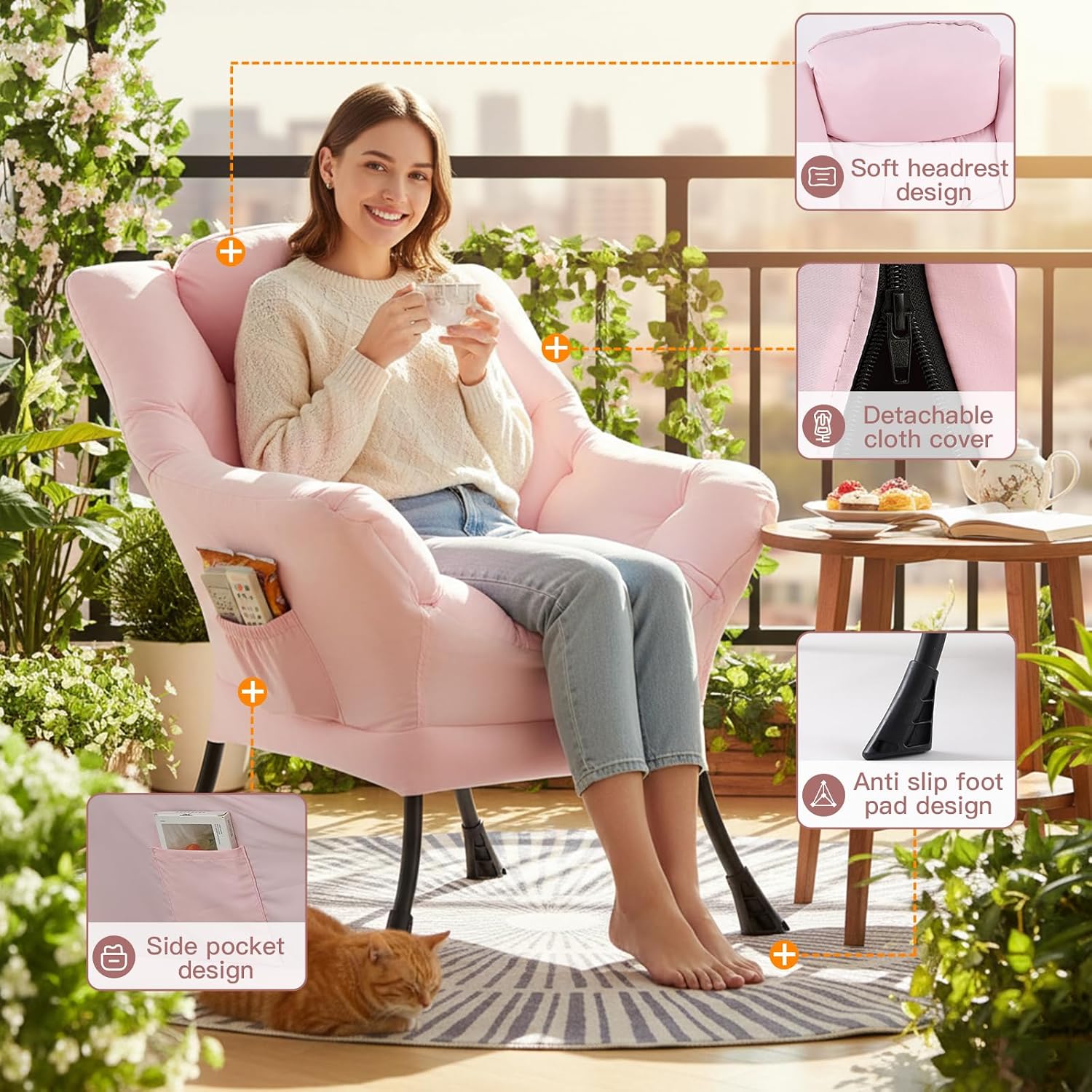 Lazy Chair, Comfy Reading Chair for Bedroom image 2