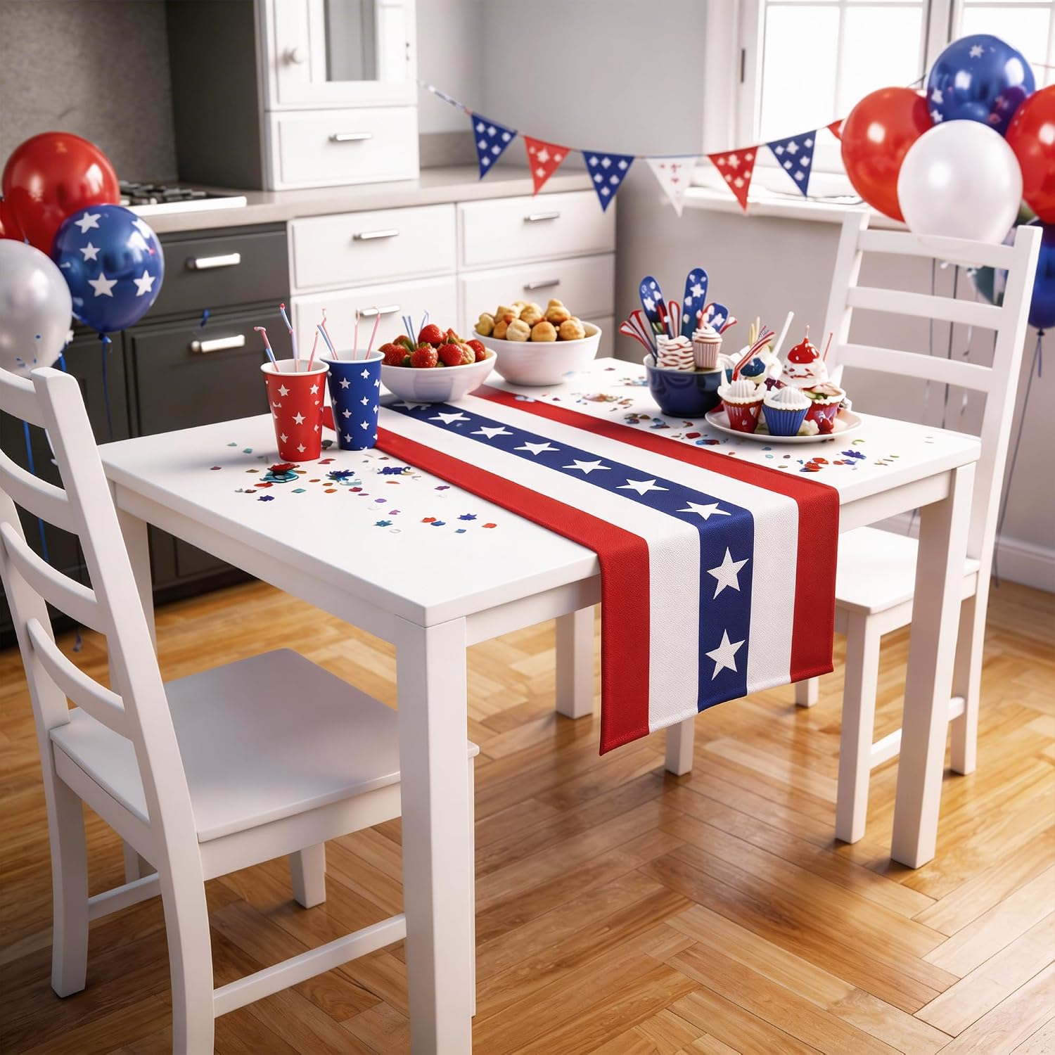 4th of July Decorations - Patriotic USA Stars Table Runner for 250th Anniversary Merchandise | Fourth of July Accessories for Memorial Day Home Indoor Outdoor