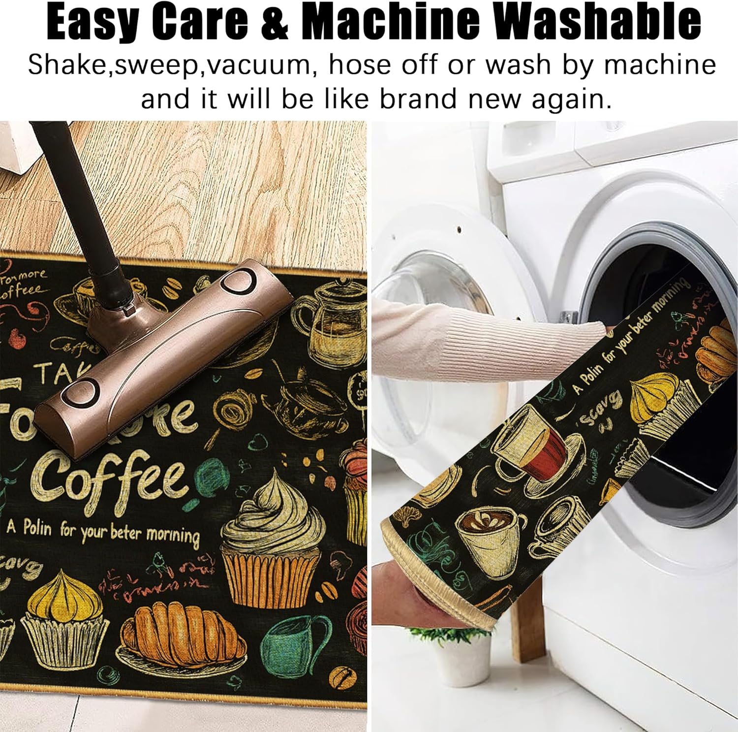 Door Mat Coffee Cups Floor Door Mats,Retro Cafe Theme Washable Doormat for Front Porch Decor,Linen Welcome Mats Indoor Outdoor Rug for Farmhouse/Entryway/Home Entrance/Patio
