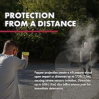 Vista 5 de Lanzador de proyectiles de pimienta Sabre para defensa del hogar, tamaño grande con (7) proyectiles de calibre 0.68 - 40% más poder de detención