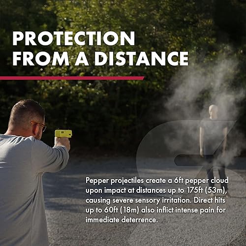 Vista 5 de Lanzador de proyectiles de pimienta Sabre para defensa del hogar, tamaño grande con (7) proyectiles de calibre 0.68 - 40% más poder de detención