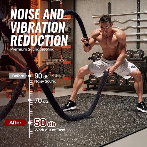 Miniatura 3 de SUPERJARE Alfombrillas de Equipos de Ejercicio con Superficie de Goma de 0.56 pulgadas de Grosor, 6 Piezas, 24 Pies Cuadrados, Alfombrillas de