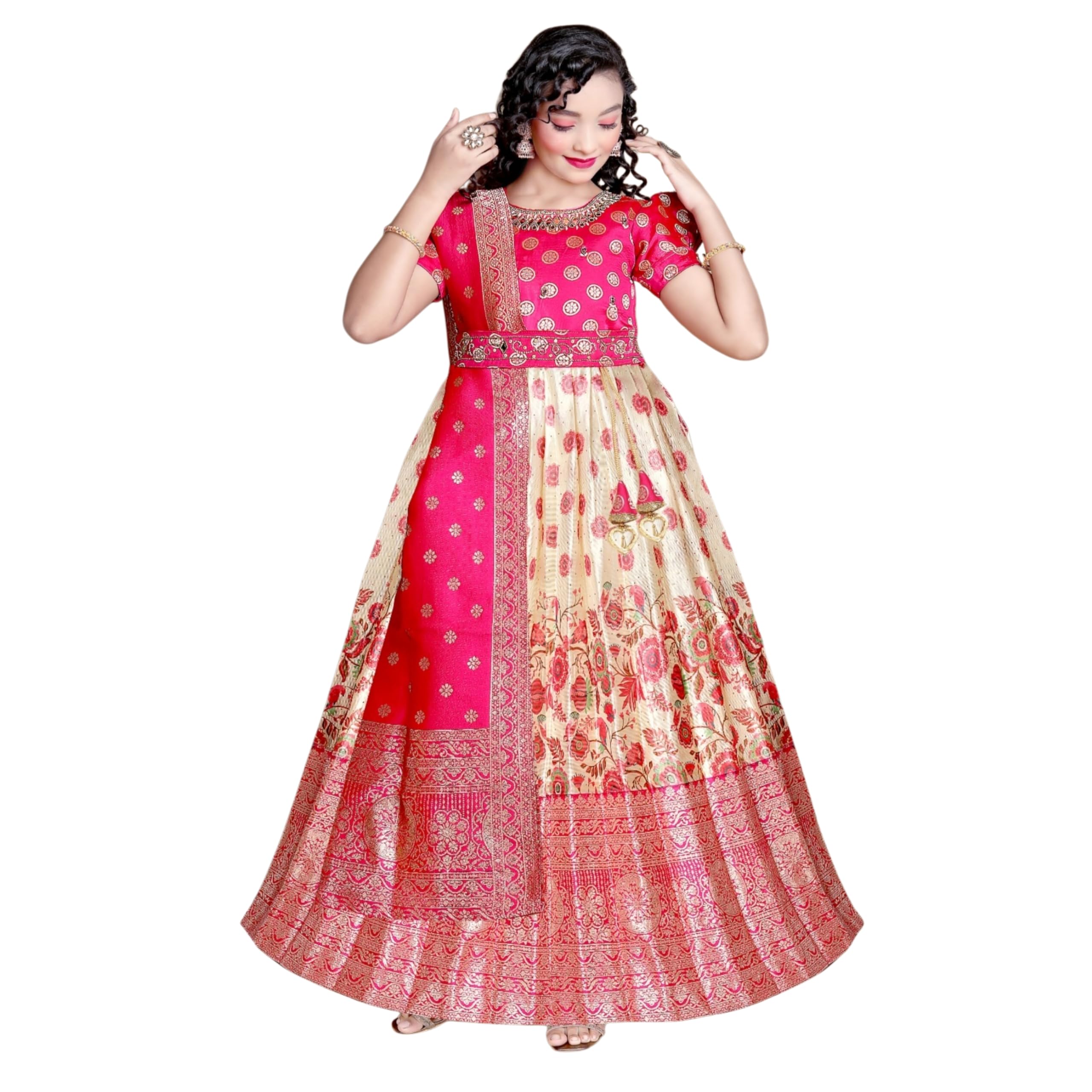 Girls Banarasi Frock | Attractive Design with Comfortable Fit-image-38