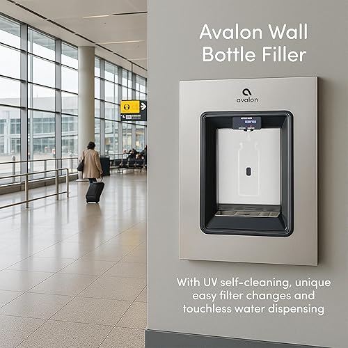 Miniatura 2 de Avalon Estación de llenado de botellas en la pared, dispensador de sensores, autolimpieza, pantalla digital de contador de botellas, filtración
