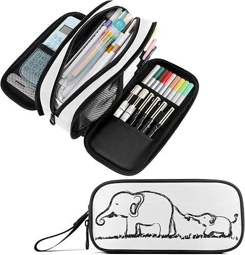 Miniatura 24 de Fustylead Estuche para lápices de gran capacidad, organizador de maquillaje multiusos para oficina, universidad, escuela, senderismo, viajes Blanco