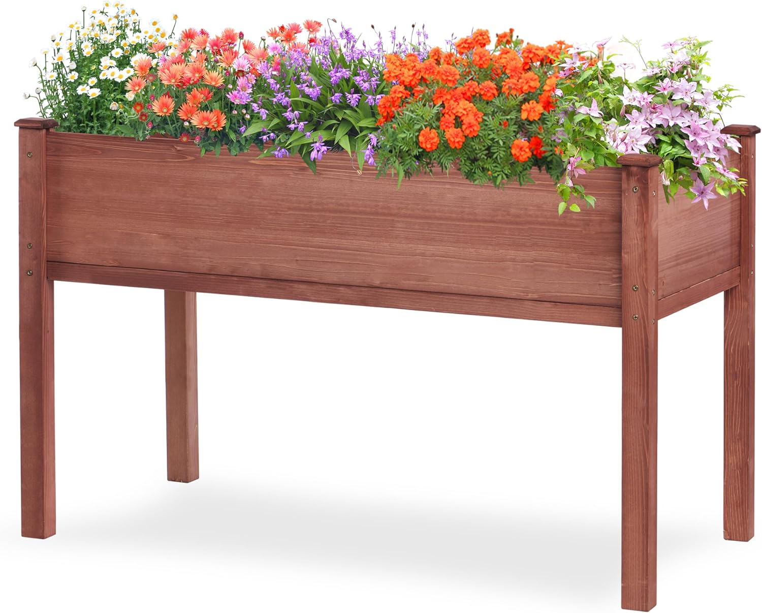 48×24×30 Inch Raised Garden Bed with Legs, Solid Wood Elevated Planter Box Stand with Liner for Outdoor, Backyard, Patio, Balcony
