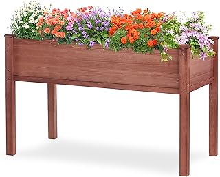 Raised Garden Bed with Legs (48x24x30''), Solid Wood Elevated Planter Box for Outdoor