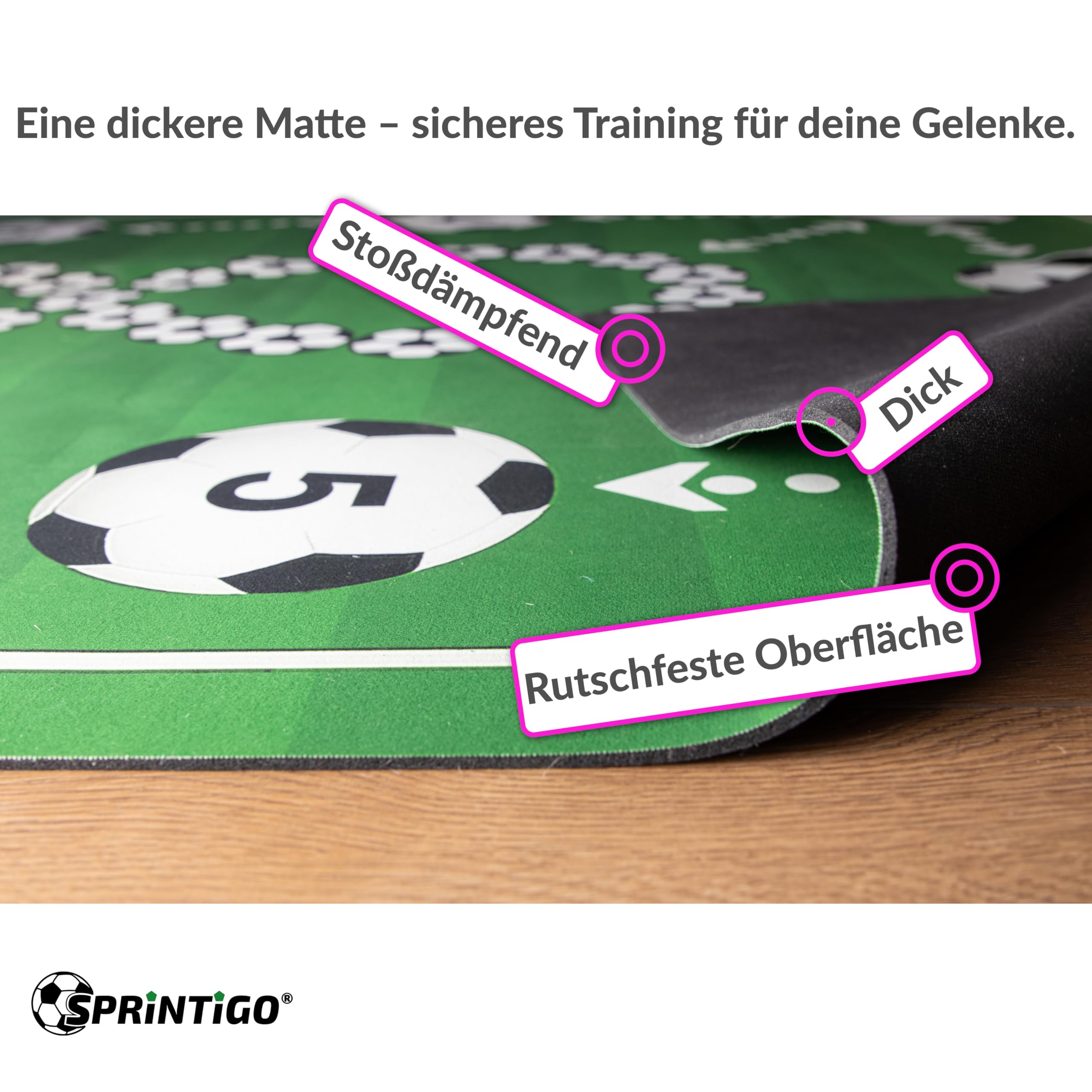 Fussball Matte ProMat XXL 180x120 cm, Fußball Geschenke für Jungs, Große Trainingsmatte für Ballkontrolle, rutschfest, Stoßdämpfend