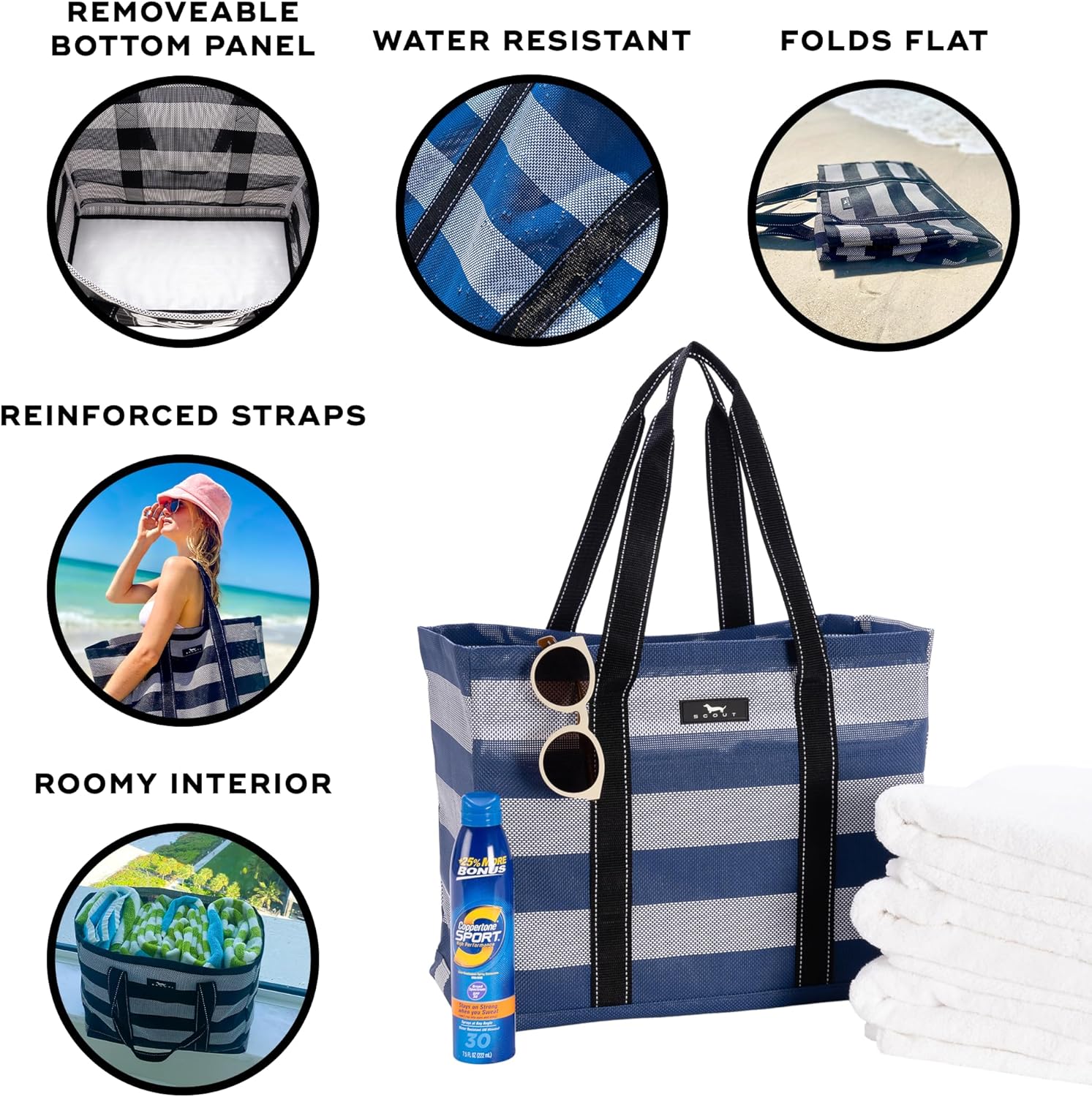 SCOUT Roadtripper - Large Beach Tote Bags For Women - Sandproof Breathable Woven Beach Bag, Pool Bag And Travel - Mom Bag
