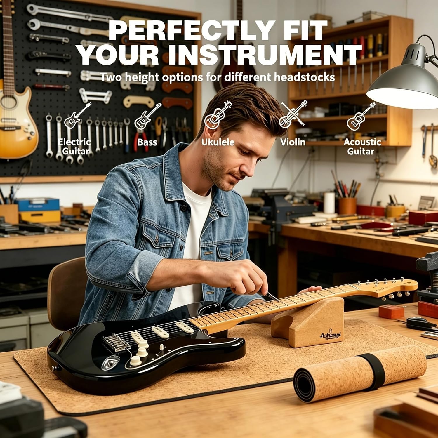 Cork Guitar Neck Rest and Work Mat Kit