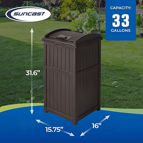 Miniatura 31 de Suncast Cubo de basura oculto de 33 galones para patio, basura de resina para exteriores con tapa, uso en patio trasero, terraza o patio, color gris