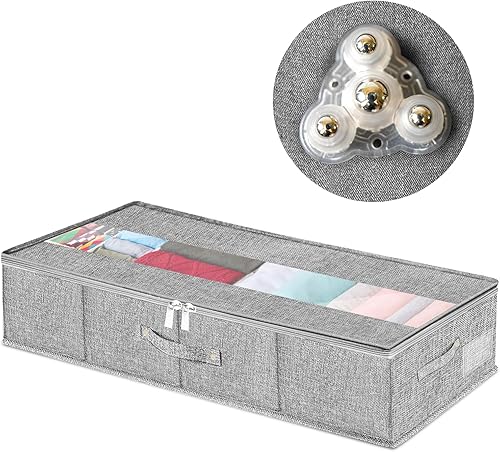 Miniatura 6 de Almacenamiento debajo de la cama con ruedas, contenedores de almacenamiento rodantes debajo de la cama con tapas, organizador de zapatos debajo de