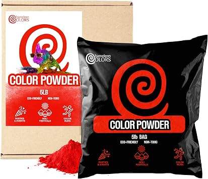 Chameleon Colors 5 lb. Color Powder, 1 Pack, Vibrant Red Color, 3-5 People, Non-Toxic & Gluten-Free, Great for Holi, Color Wars, Fun Run, Gender Reveal, Summer Camp & More