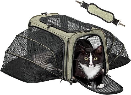 Vista 61 de Petsfit transportador de perros expandible para viajes con colchoneta de lana, aprobado por la mayoría de las aerolíneas, transportador de mascotas