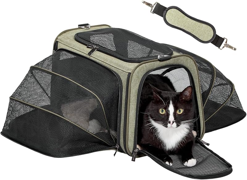 Caixa de Transporte Flexível Expansível Petsfit para Gatos e Cães Pequenos, Tamanho Médio