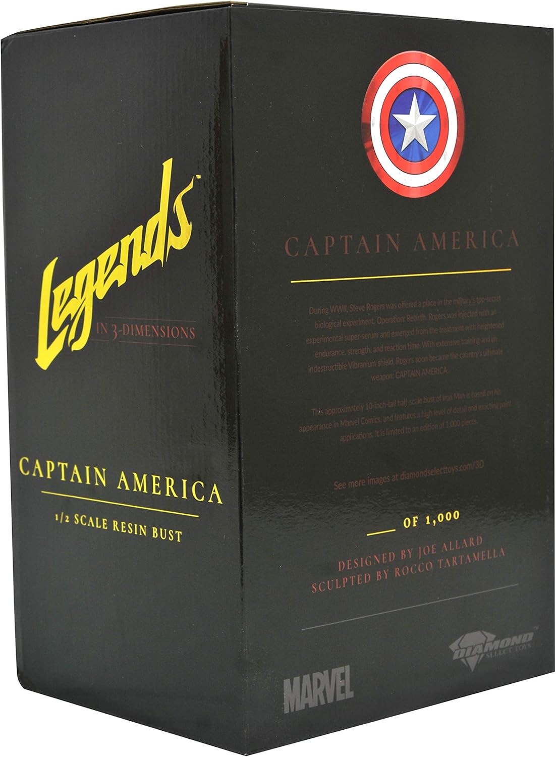 Legends in 3-Dimensions: Marvel Comics Captain America 1: 2 Scale Bust, Multicolor