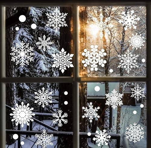 Copos de nieve de Navidad, 294 unidades, decoraciones de Navidad, calcomanías de copo de nieve blancas de invierno para el país de las maravillas de