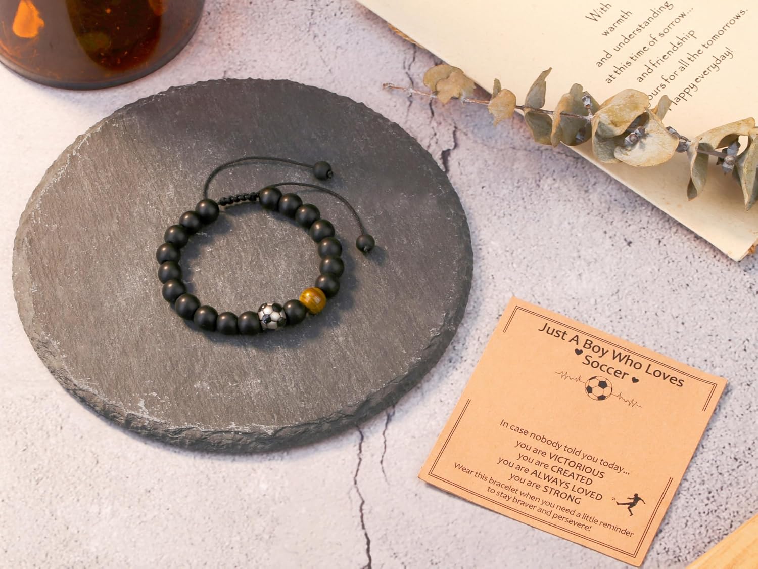 Soccer/Basketball/Football/Baseball/Golf Bracelet Gifts for Boys Teen Men, Natural Tiger Eye Stone Bracelet Gifts for Son Grandson Sports Fan, Easter Basket Stuffers for Teens Boys