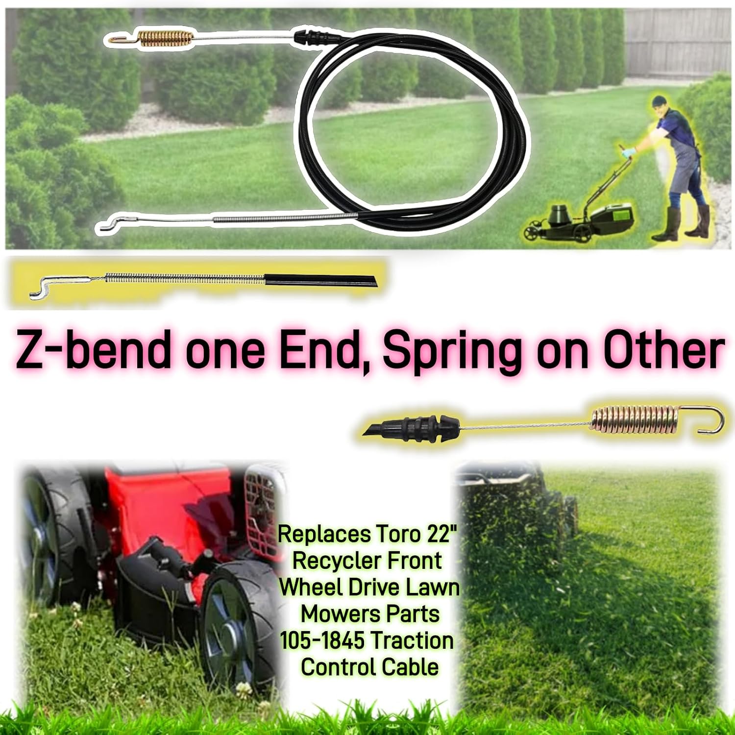 105-1845 Traction Control Cable Fits Toro 22" Recycler Lawn Mowers