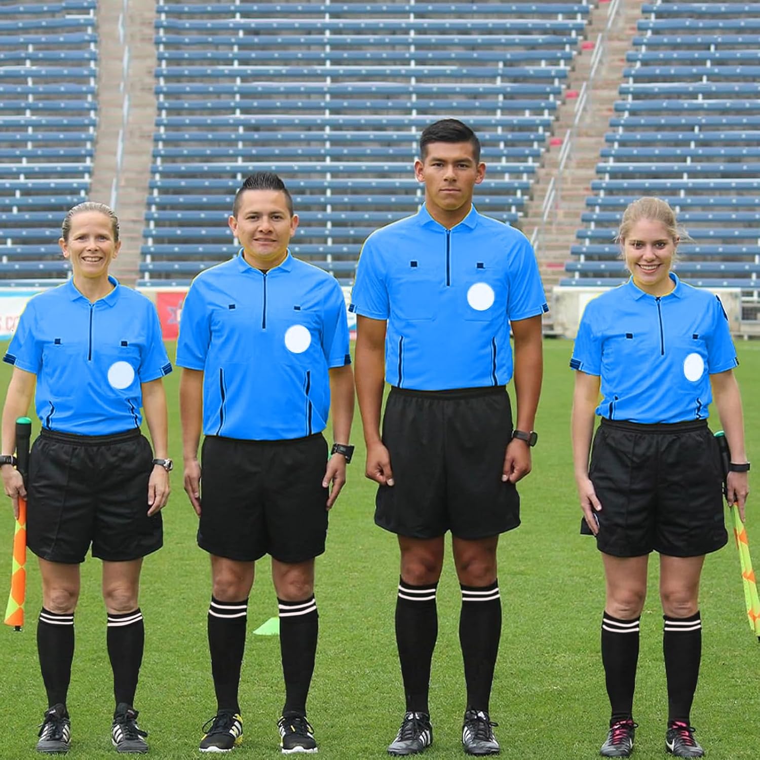 redgino Soccer Referee Kit Pro Soccer Referee Shirt Jersey,Ref Costume Shorts,Coach Whistle,Referee Socks, Linesman Flags and Cards Umpire Uniform Sport Accessory for Adult Teenager - Image 2