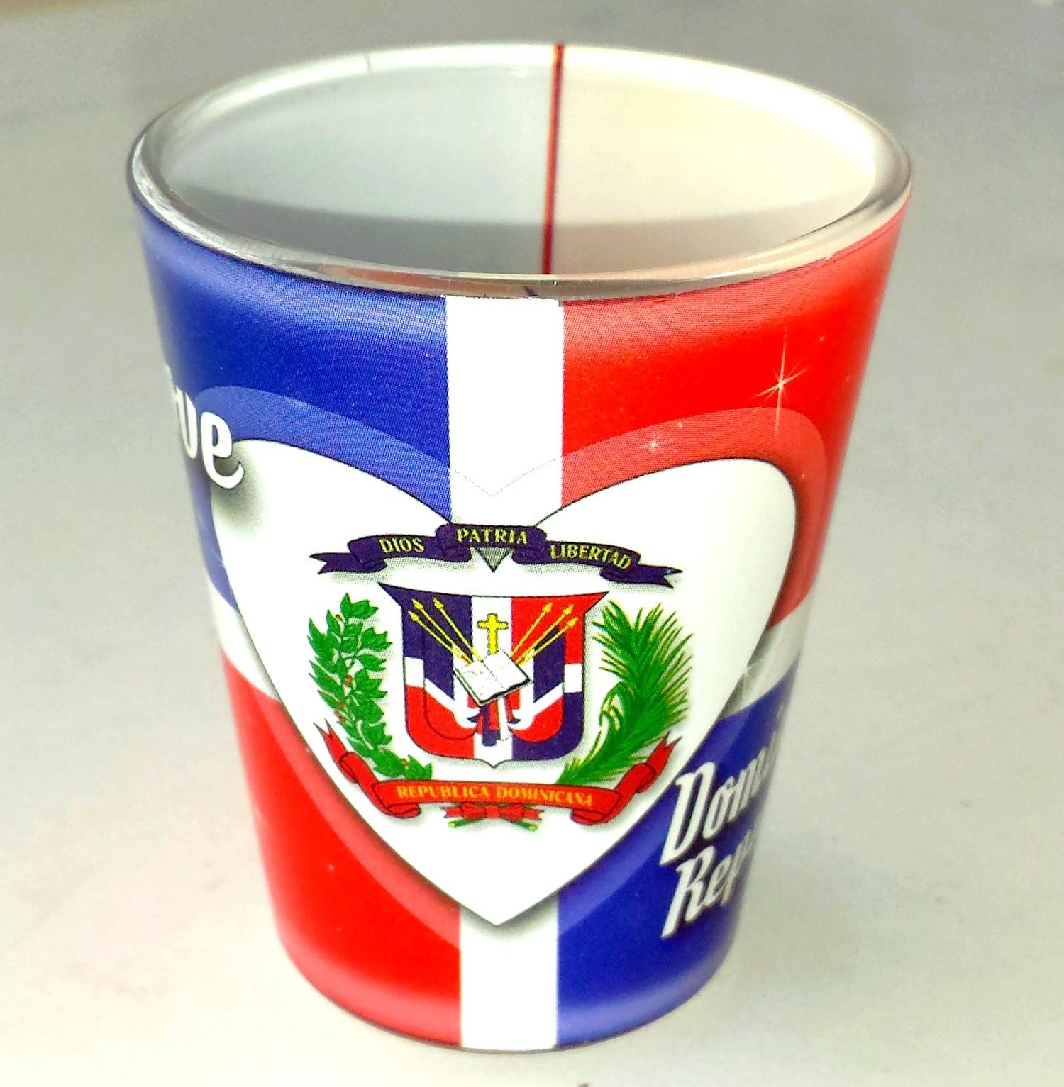 Dominican Republic Decorative 2-ounce Shot Glasses (Dominican Heart)