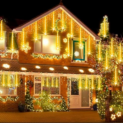 Miniatura 2 de Luces de Navidad Lluvia de Meteoros Luces de Lluvia Cayendo con 25 Tubos 600 LEDs Impermeables Carámbanos Luces de Cadena de Nieve Cayendo
