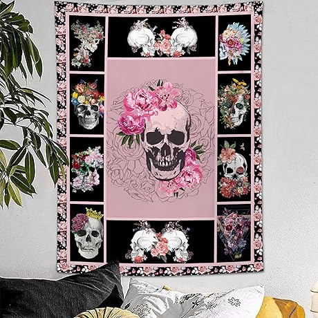 Yowecso Sugar Skull Tapestry: A Hauntingly Beautiful Wall Décor