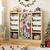 Vista 8 de ONBRILL Organizador de almacenamiento de juguetes con 6 contenedores de plástico extraíbles, almacenamiento de animales de peluche para niños