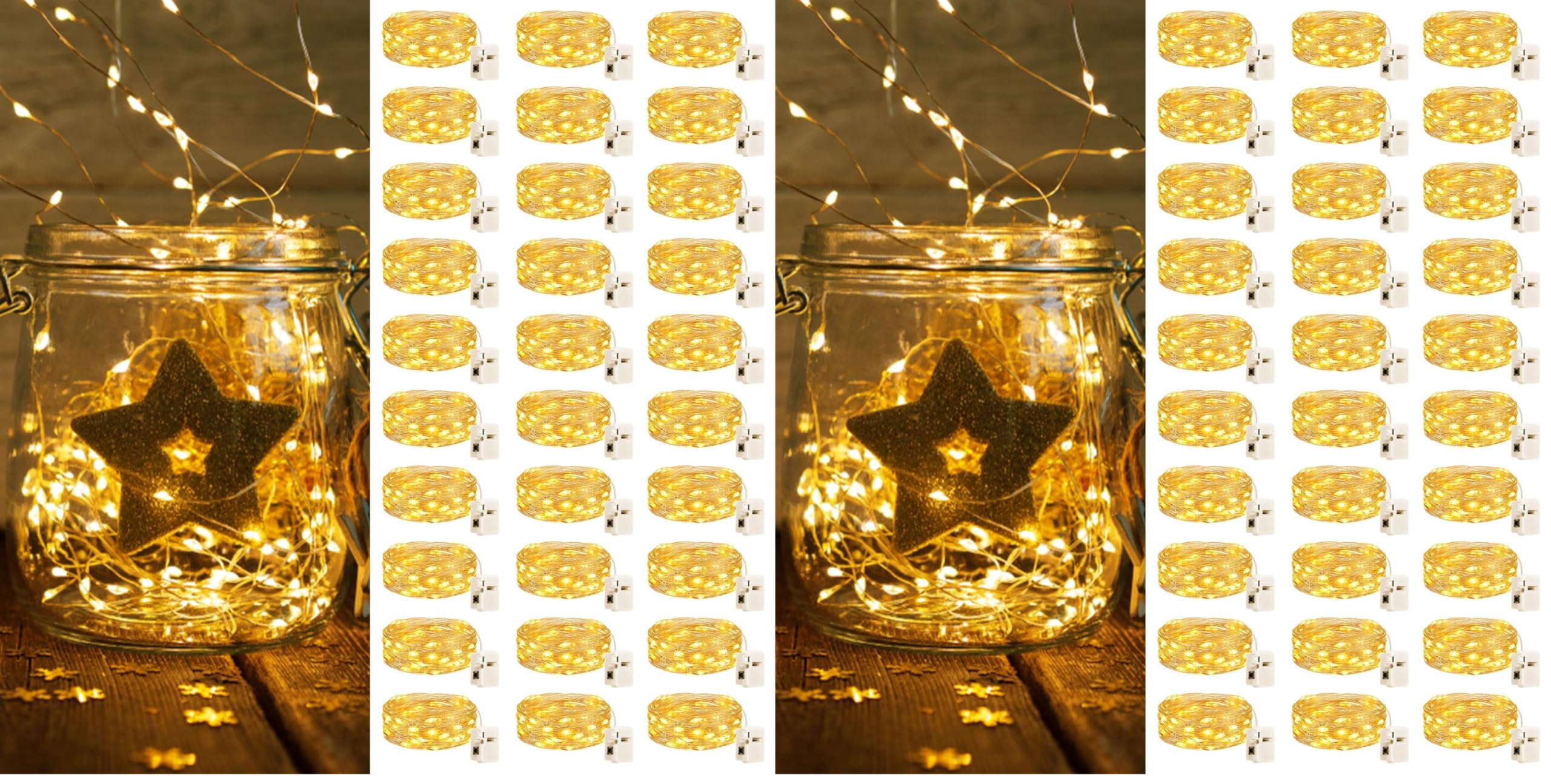 30 Stück Mini Lichterkette Batteriebetrieben Klein mit 3 modi, 2M 20LED Lichterketten mit Batterie, Wasserdicht Draht für Weihnachten Hochzeit Party Innen Deko, WarmWeiß (Packung mit 2)