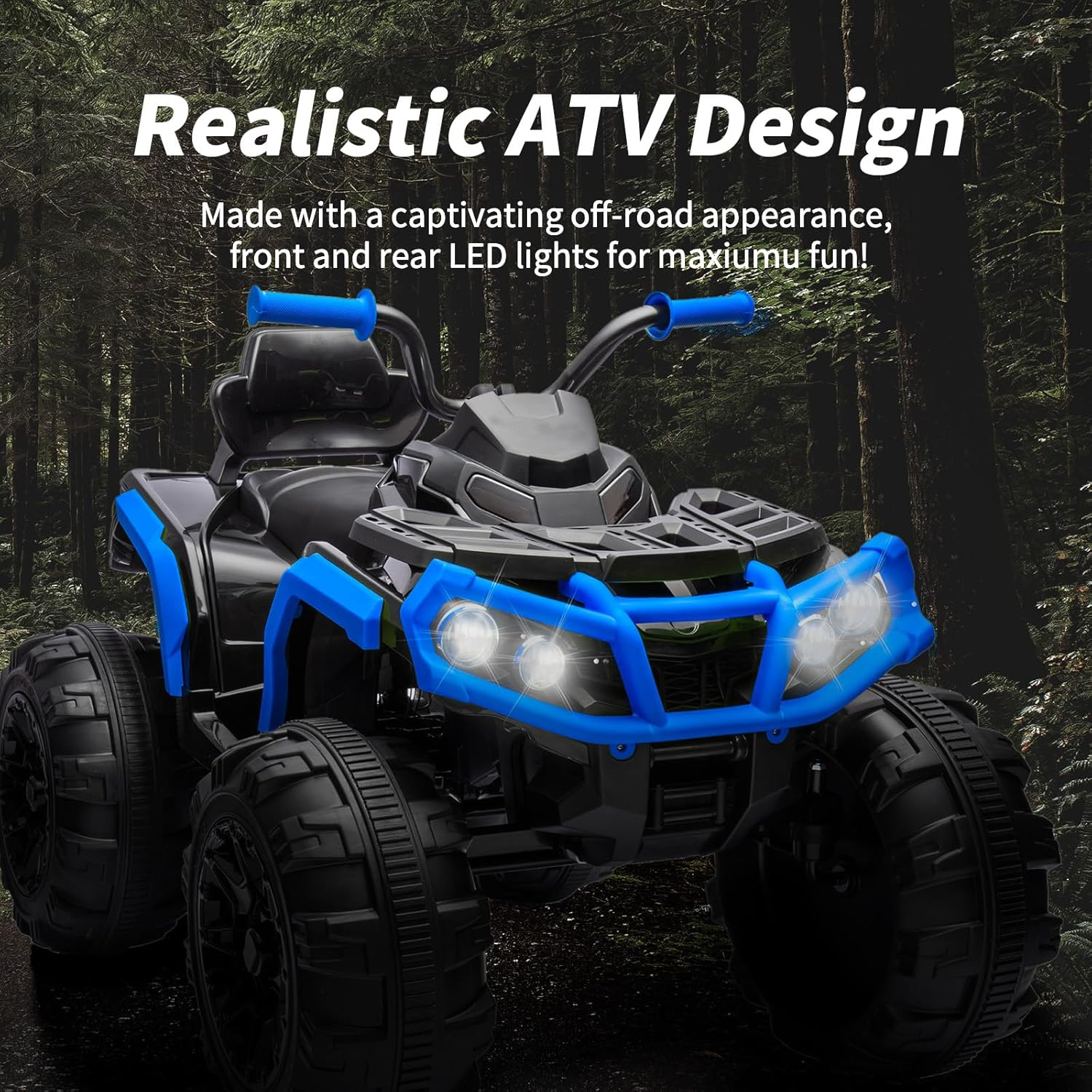 Hikiddo Kids ATV 4 Wheeler, 24V Electric ATV Ride On Toy for Big Kids, 400W Motor - Blue