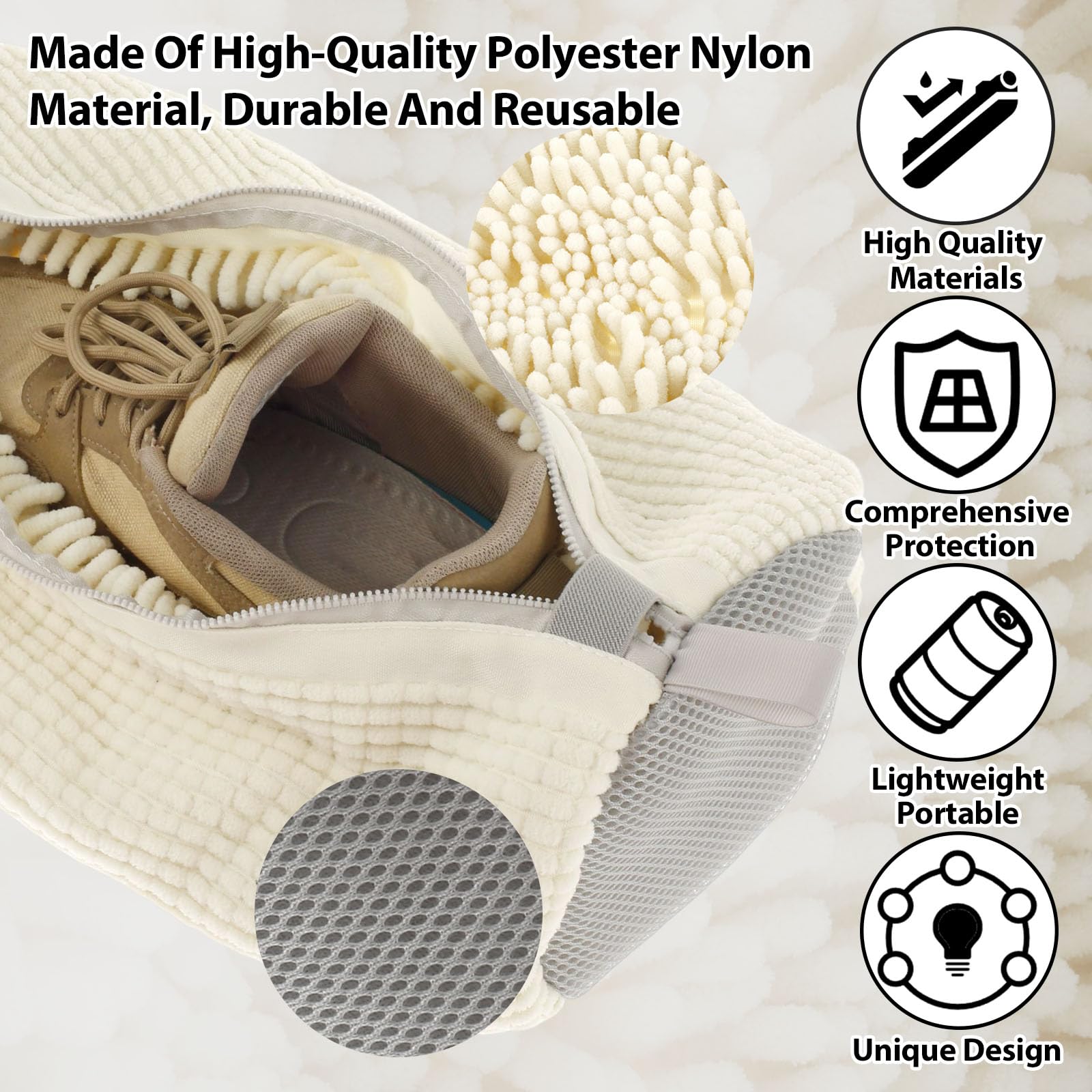 Gatphy 2Pcs Shoe Washing Machine Bag, Shoe Laundry Bag with Zipper Hook, Lightweight Portable Shoes Cleaning Bags - Image 4