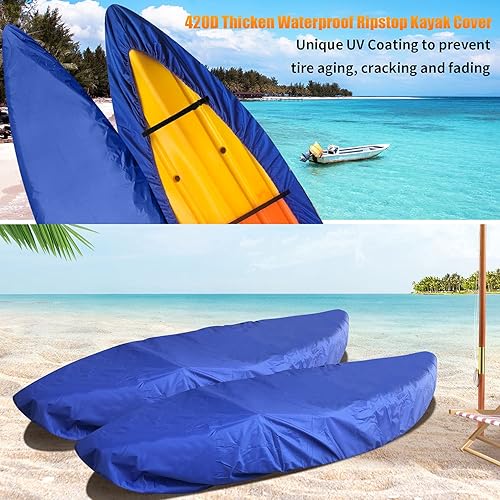 Miniatura 7 de GYMTOP Cubierta impermeable de 7.8 a 18.2 pies 420D gruesa para kayak, cubierta de almacenamiento al aire libre, protección UV, protector solar para