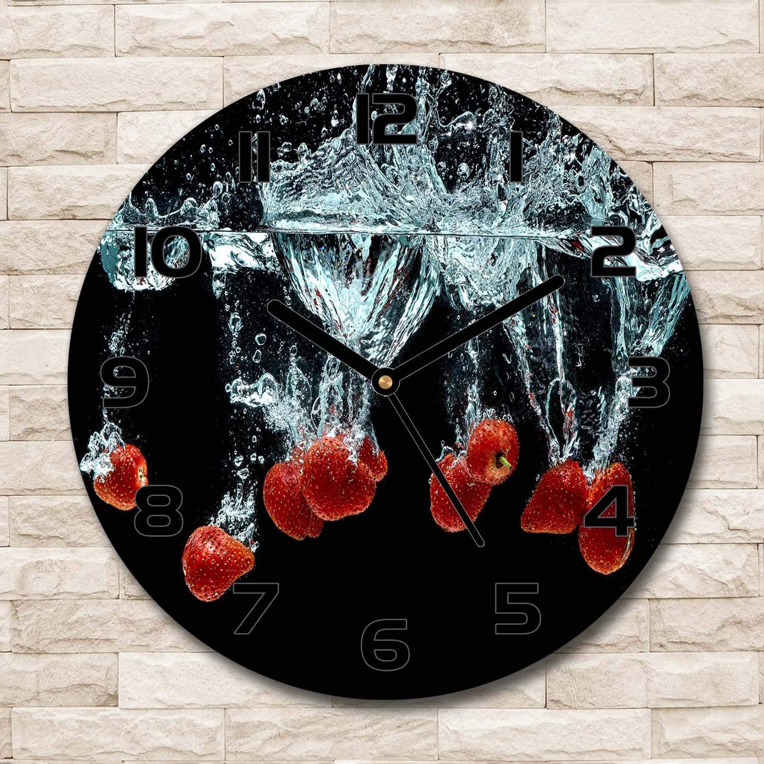 Tulup Wanduhr Aus Gehärtetem Glas – 60x60 Cm, Tropisches Strandmotiv, Mit Schwarzen Zeigern