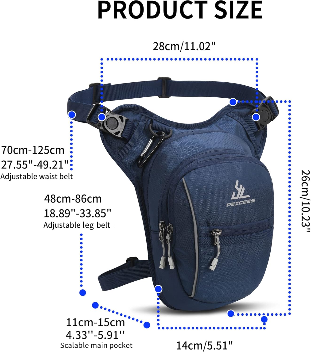 Peicees Drop Leg Bag for Men Women Tacical Waist Pouch Outdoor Thigh Bags Motorcycle Ride Crossbody Backpack Shoulder Fanny Pack Camping Hiking Cycling