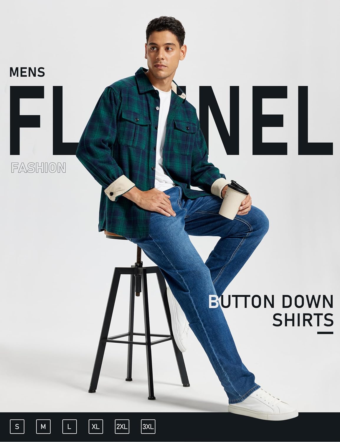 MoFiz Men's Long Sleeve Plaid Flannel Shirts Cotton Plaid Button Down Shirts for Men Soft Regular Fit Mens Casual Shirts - Image 7