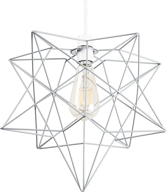MiniSun Retro Matt Grey Geometric Star Design Ceiling Pendant Light Shade