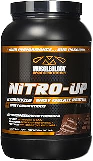 MUSCLEOLOGY Nitro-Up Hydrolyzed Whey Isolate Protein, Infused with BCAAs, EAAs, and Digestive Enzymes (Chocolate, 2 Pound)