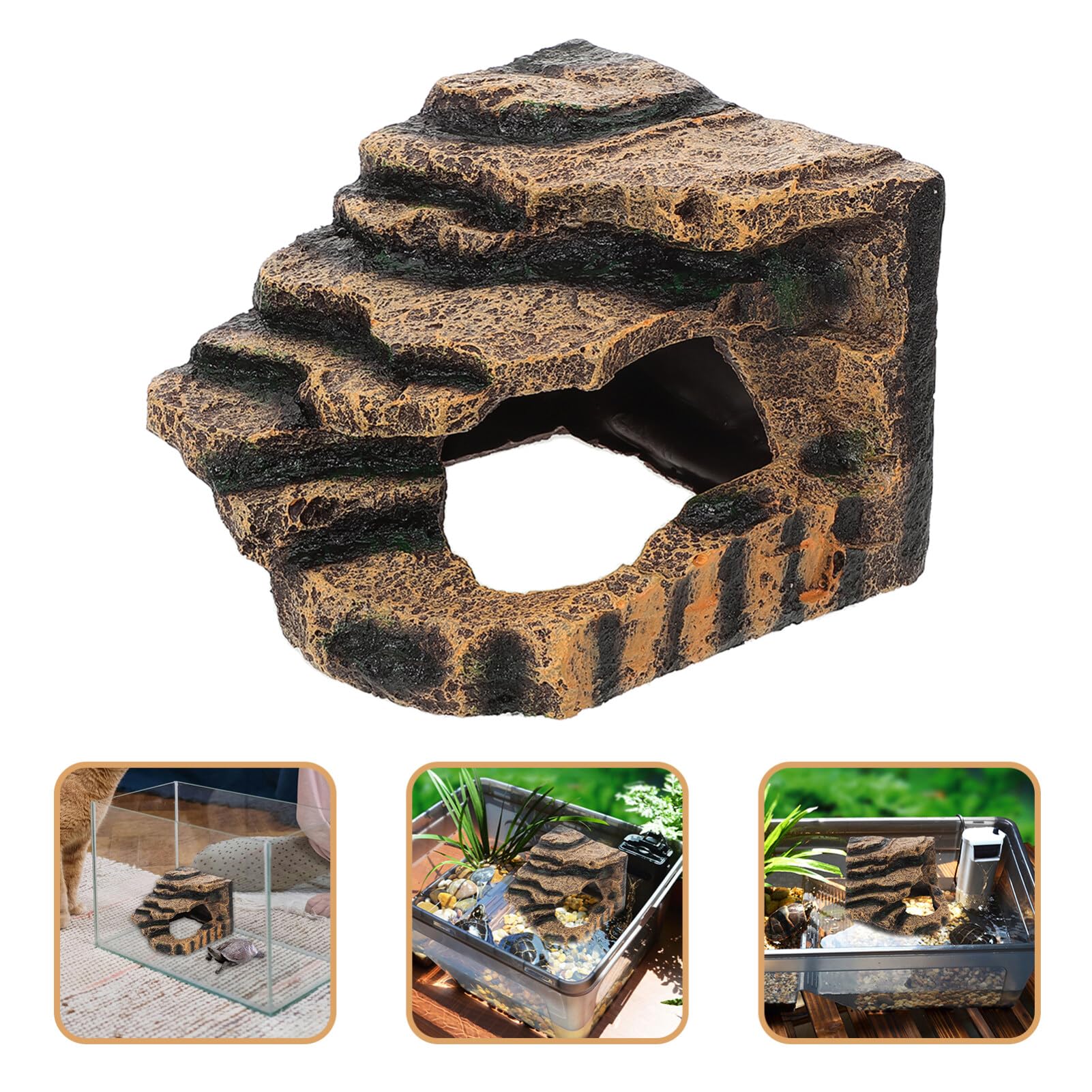 HANABASS Piattaforma Basking per Tartarughe in Resina Piattaforma di Arrampicata E Riposo per Rettili Accessorio Decorativo per Acquario Giardino Roccioso