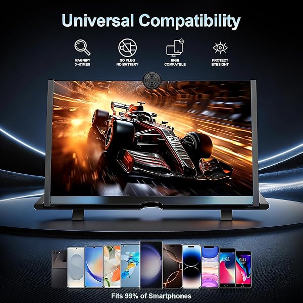 for 18" Mobile Phone Screen Magnifier 3D HD Projector Screen for Movies, Videos, Foldable Stand with Screen Amplifier, Supports All Smartphones,18 inches - 5
